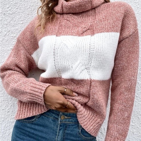 Cowl neck color block sweater - Picture 5 of 6